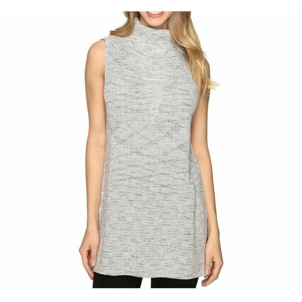 $148 NWT NIC+ZOE Hazy Sleeveless Turtleneck Tunic in Heather Gray, size MP